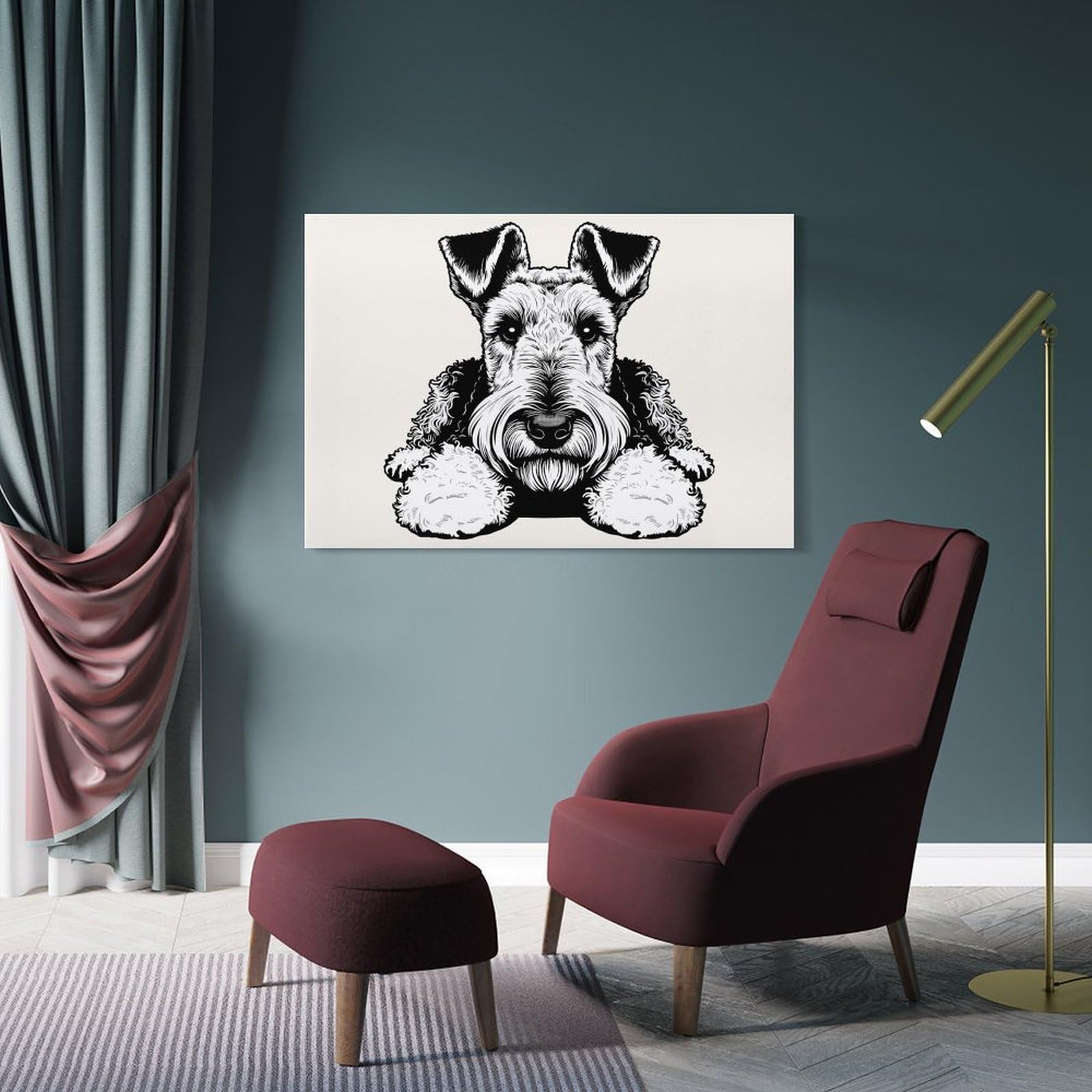 Junmoney Welsh Terrier Decorative Wall Artwork 24x36inch(60x90cm), for Home Lounge, Bedroom Or Reading Nook, Modern Wall Decor for Cosy Interiors