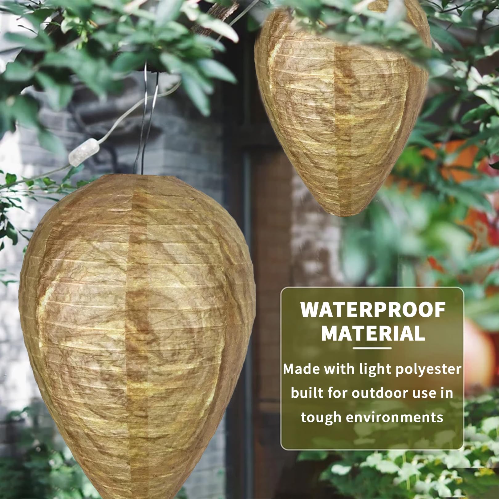 2 unidades nido de avispas falso resistente a la intemperie para colgar, nido de avispas, repelente de avispas, impermeable, artificial, para casa, balcón, jardín, exterior