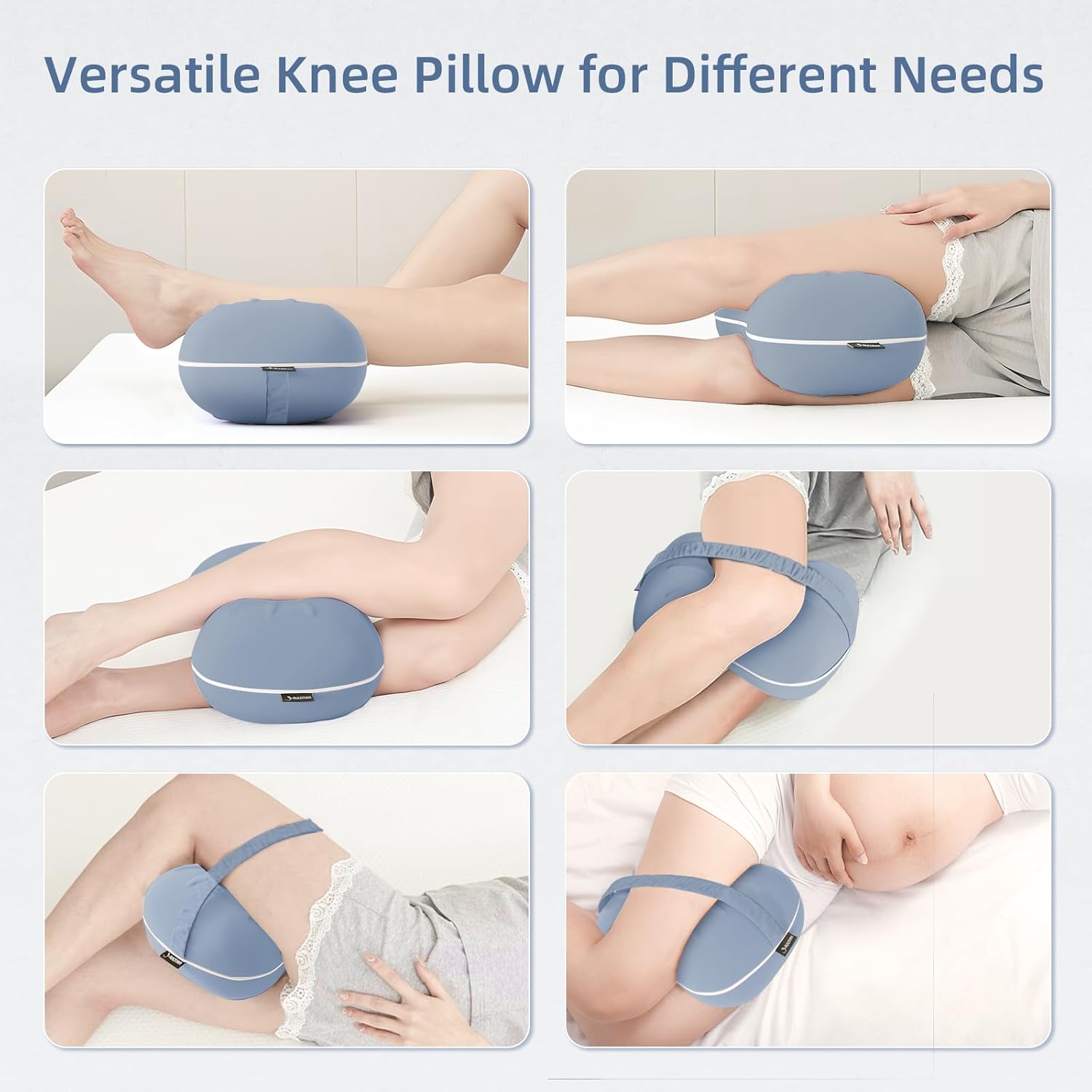 Knee Pillow for Side Sleepers - Cooling Pillows Between Legs for Side Sleeping - Large Memory Foam Knee Pillows for Hip Pain & Spine Alignment (Misty Blue) - Image 7