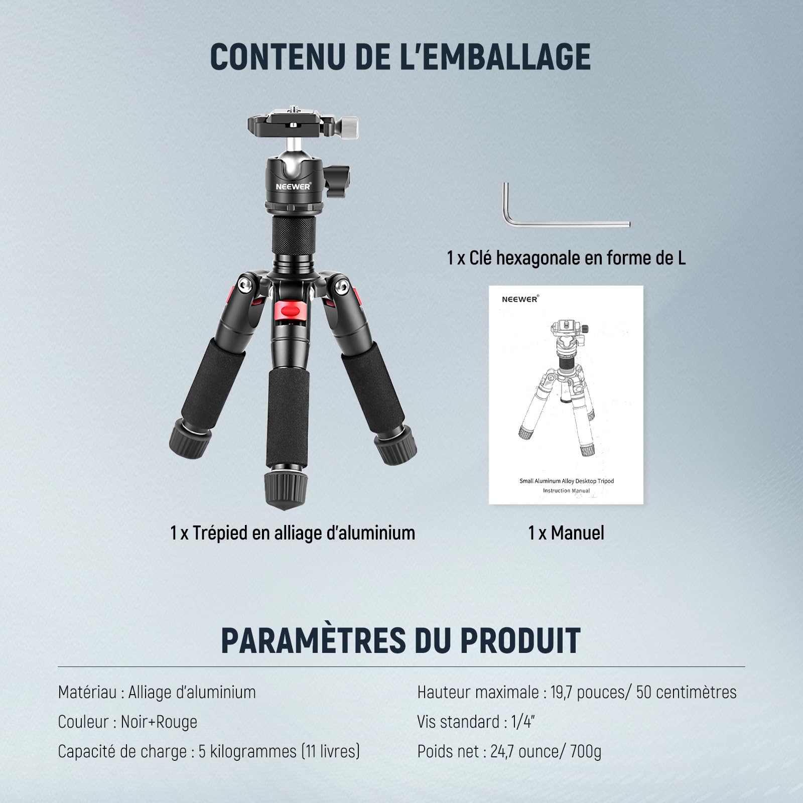 NEEWER Mini Trépied pour Appareil Photo avec Rotule à 360°