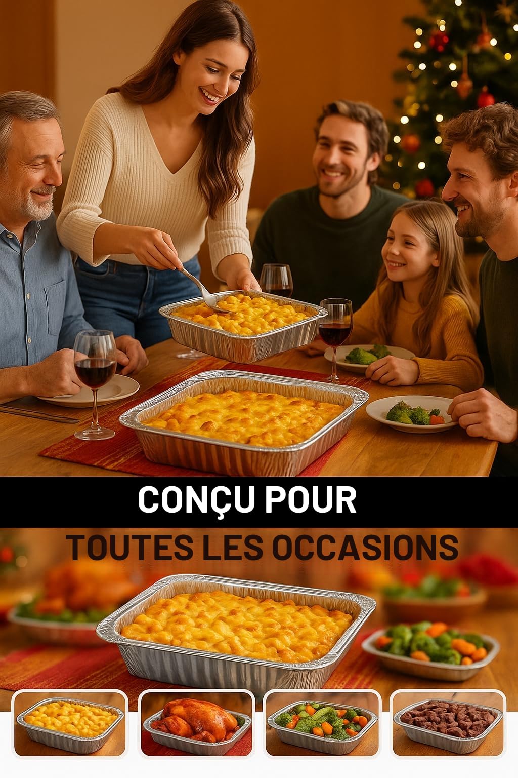 Jokolo Lot de 25 grands plateaux jetables en aluminium pour rôtissage, cuisson, pâtisserie, barbecue, réceptions et stockage des aliments 500 x 300 x 80 mm (Grande capacité 7800 ML)