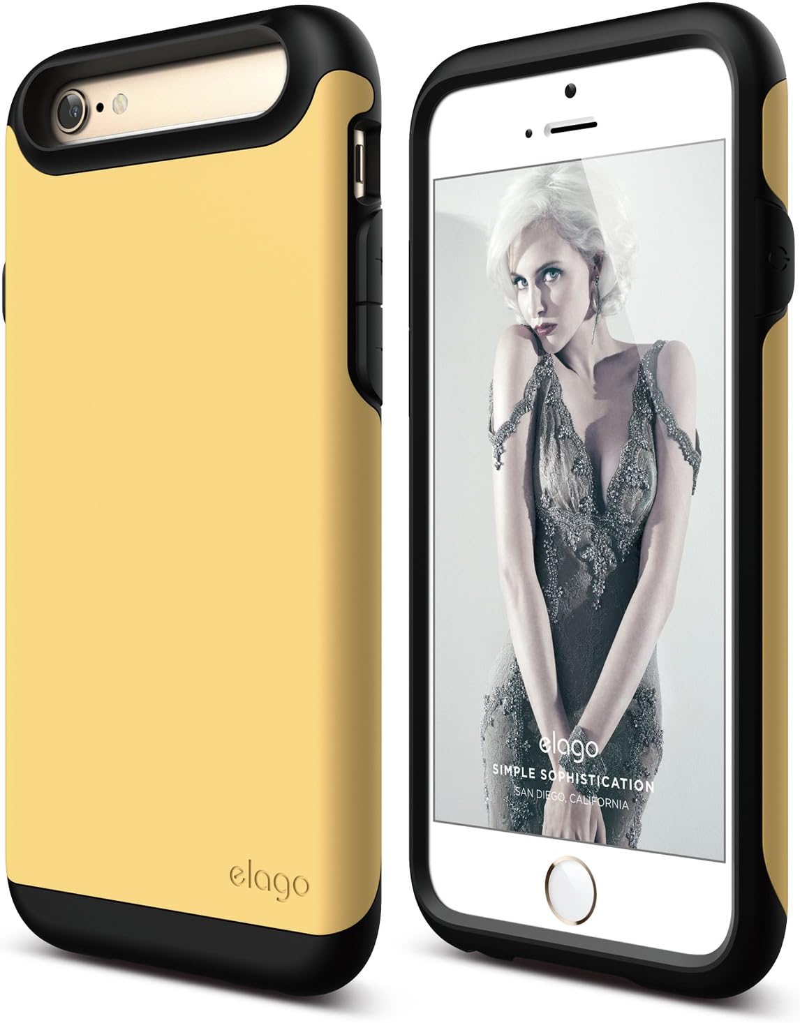 iPhone 6S Case, elago® [Duro][Matte Black/Creamy Yellow] - [Premium Armor][Heavy Shock Absorption][Dual Layers] – for iPhone 6/6S