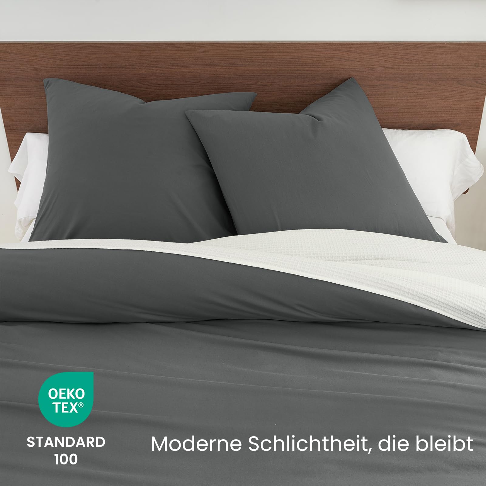 Bettwäsche 135x200 4teilig Grau，Bettwäsche-Sets Mikrofaser Bettbezug 135 x 200 2er Set + 2 Kissenbezüge 80x80 cm,Kuschel Weiche Bettwäsche Anthrazit mit Reißverschluss