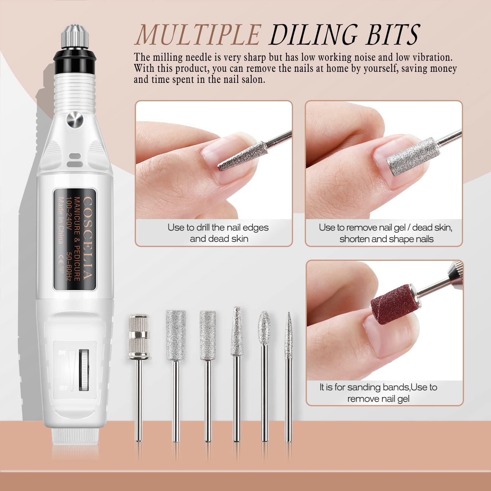 PEACECOLOR Poudre Acrylique Pour Ongles kit avec lampe à ongles 36W, 3Pcs Poudre Acrylique et Liquide acrylique, lime a ongle electrique, Convient Aux Débutants et Aux Professionnels