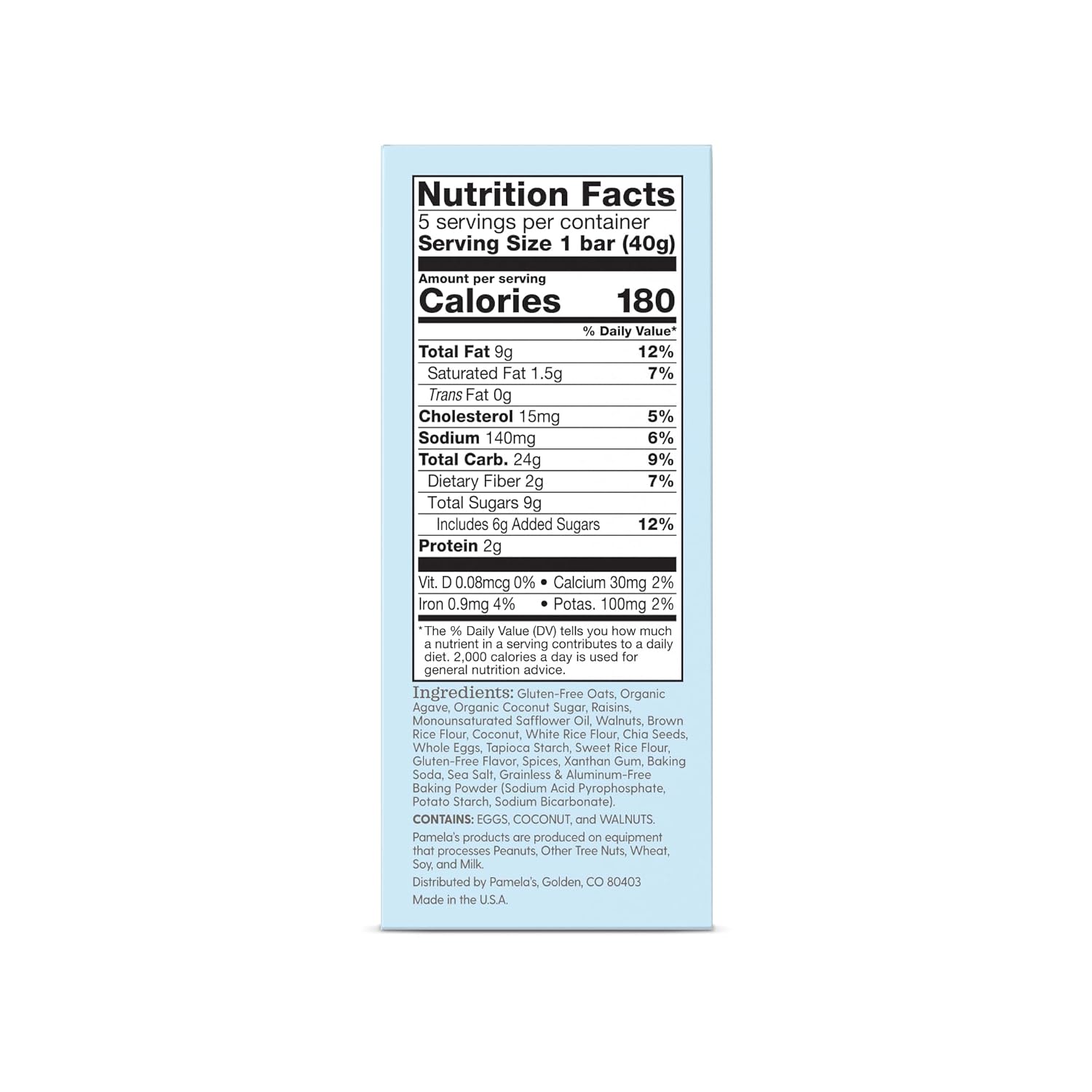 PAMELAS BAR WHNEVR OAT RASIN WLNU, 7.05 OZ, PK- 6