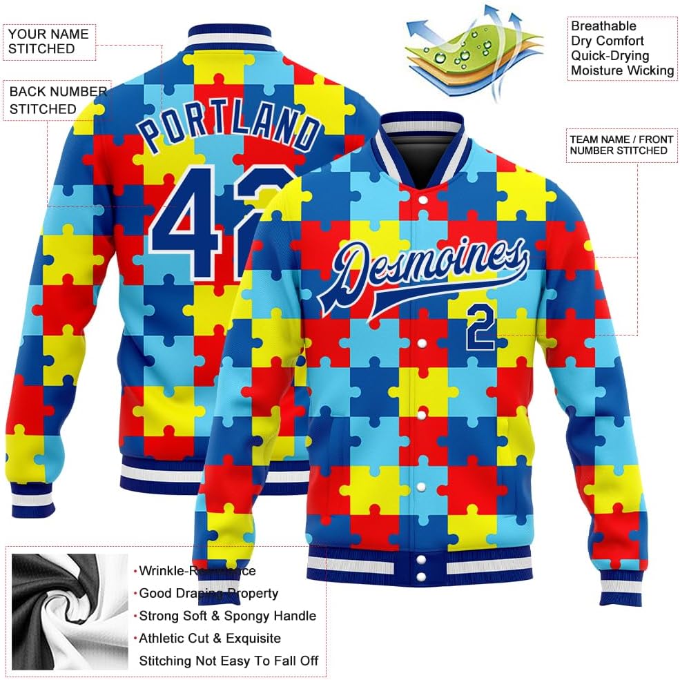 Fanscustom Custom Varsity Jackets Long Sleeve Personalized Bomber Jerseys Sports Coats Baseball Team Practice Uniforms