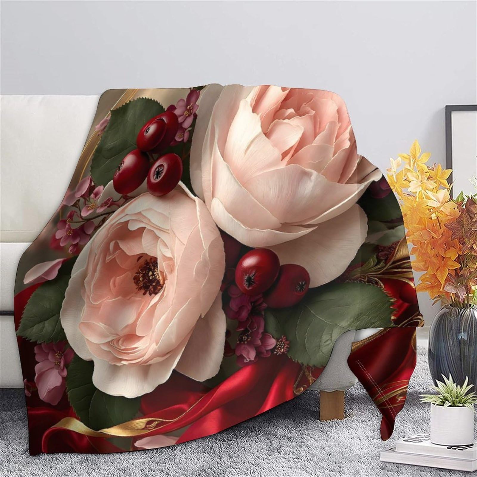 3D Mikrofaser Decke Blumenmuster Weiches Fleece Gefühl