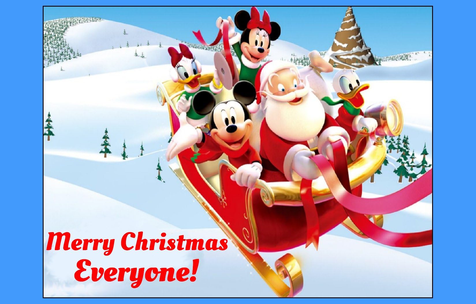 CHRISTMAS MICKEY HOLIDAY edible IMAGE CAKE TOPPER DECORATION party personalized minnie mouse donald snowflakes santa holiday gift winter
