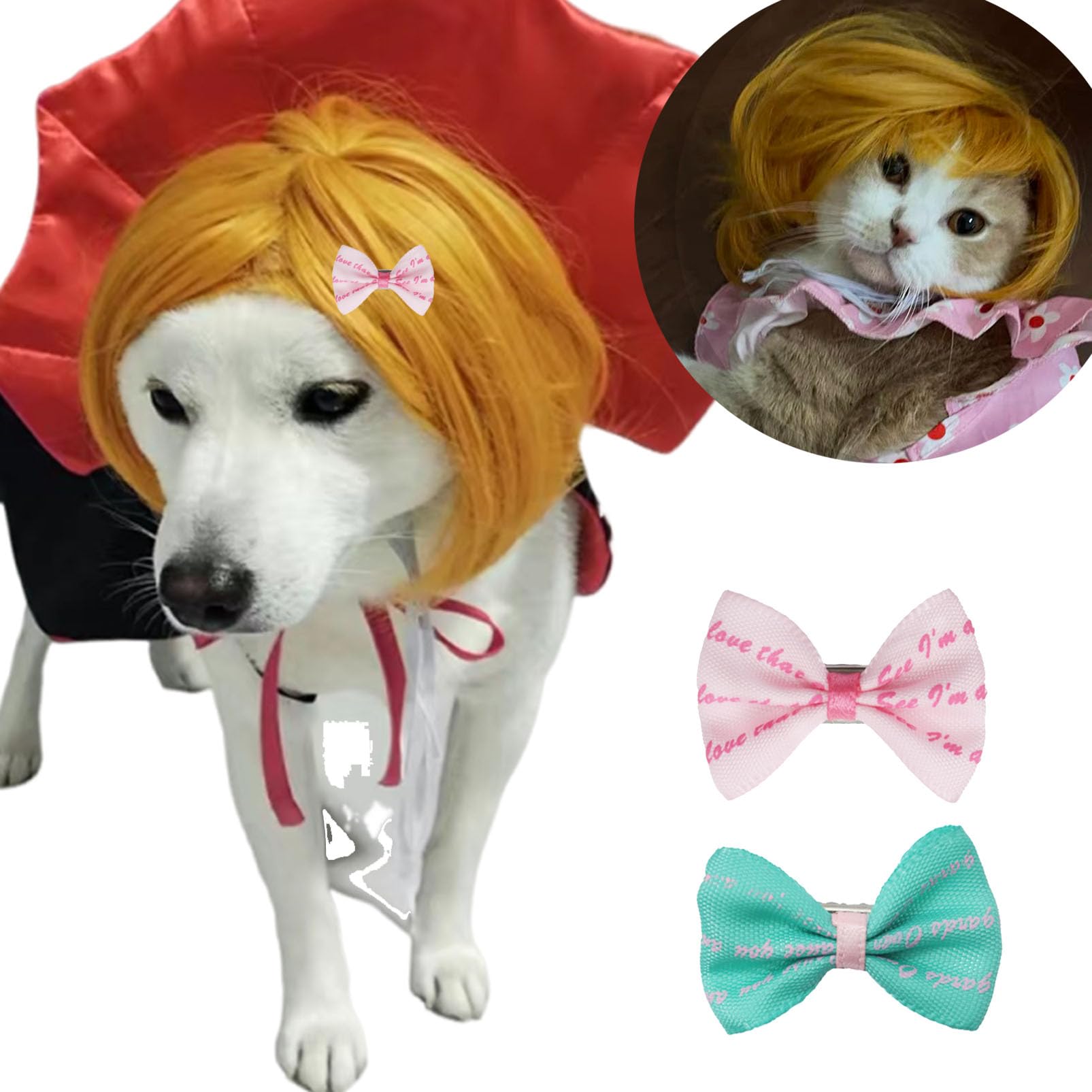 Funny Dog Wig Pet Costumes,Kediciz Cat Costume Synthetic Hairpiece Cosplay Wigs, Headwear for Halloween Christmas Festivals Party Decor, Fancy Dress,
