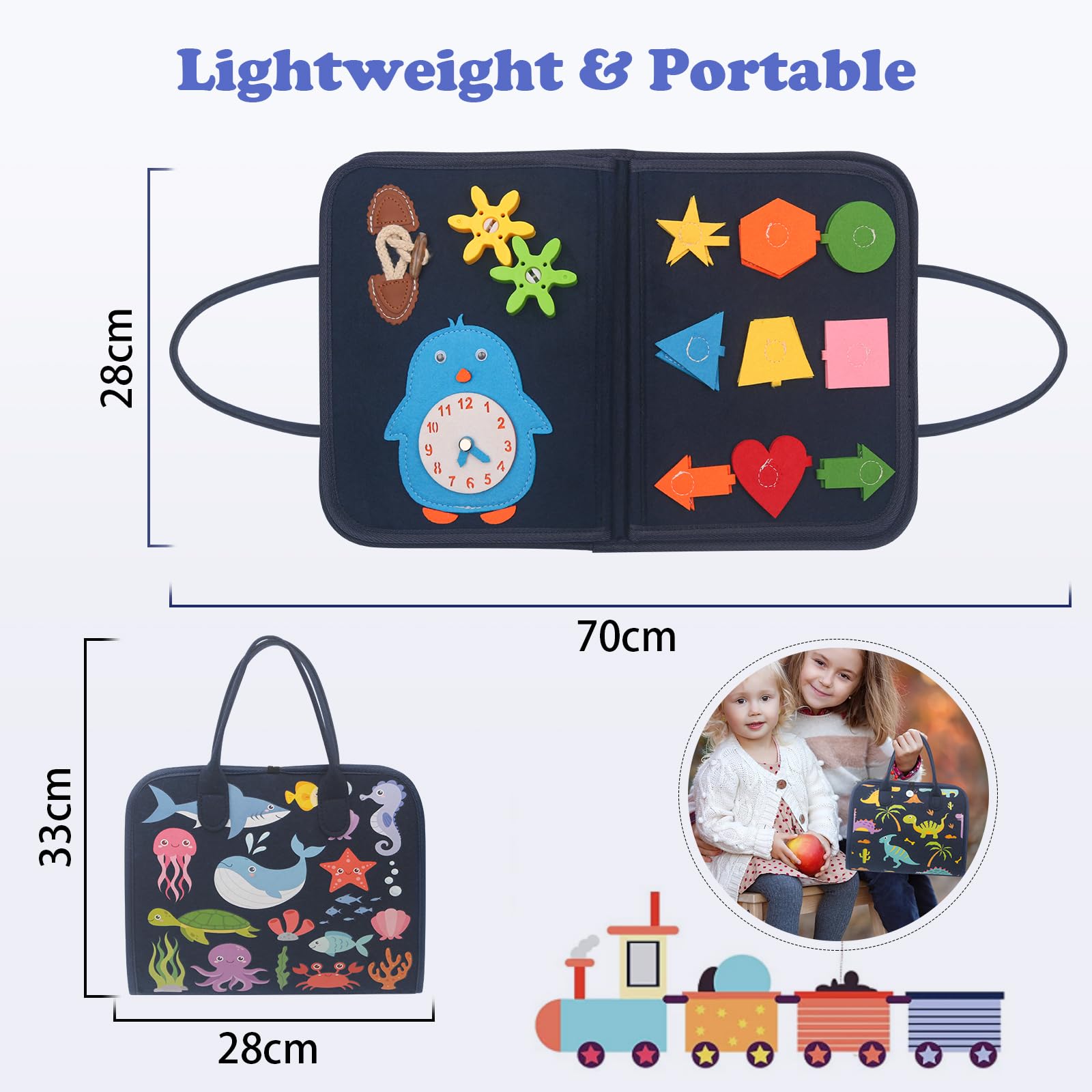 Withosent Busy Board per Bambini a 4 Strati, Activity Board Portatile Montessori Giocattoli Baby Sensory Board a Partire dai 3 4 Anni di età, per Imparare Le conoscenze di Base