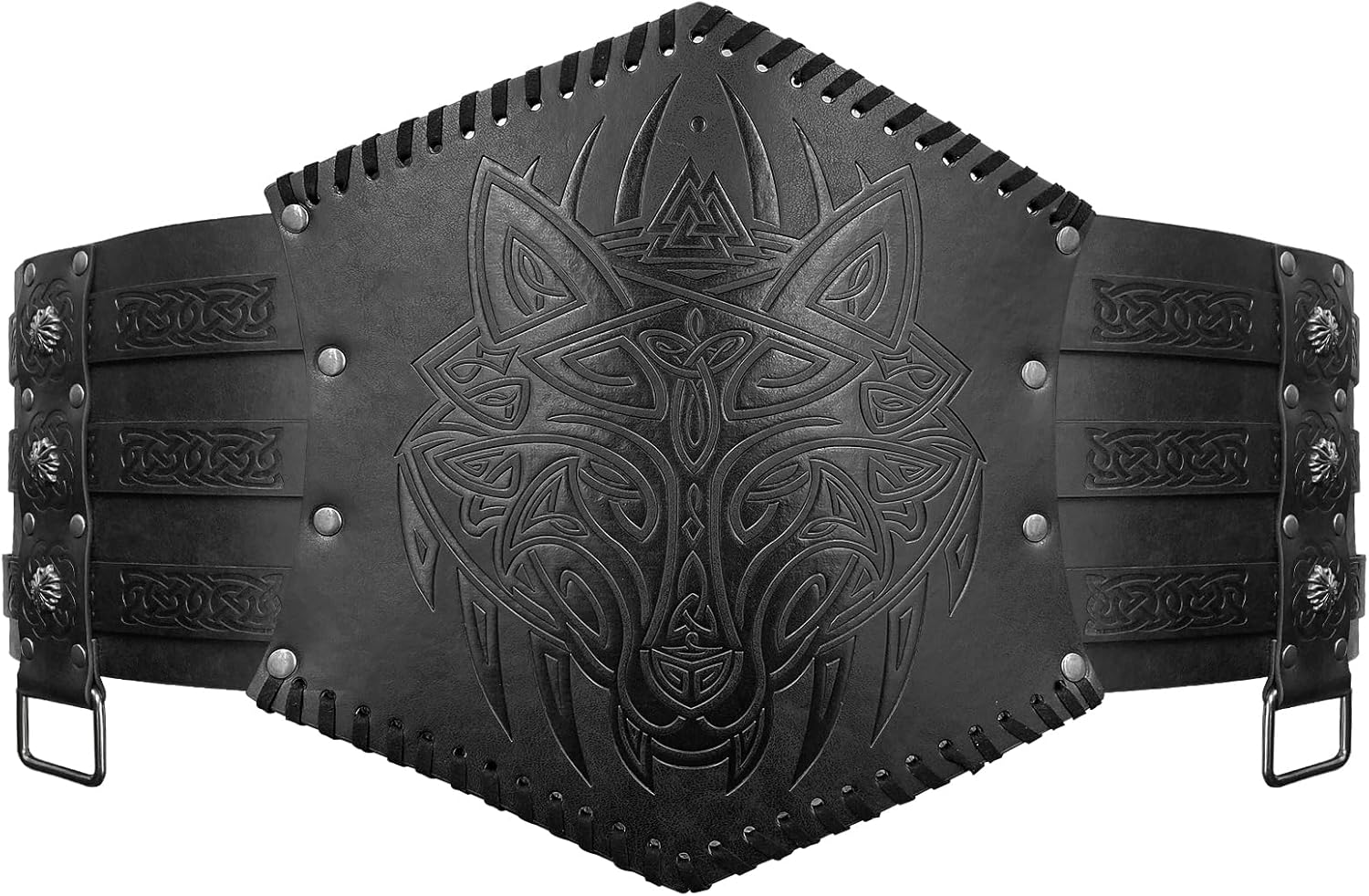 HiiFeuer Viking Embossed Waist Armor, Norse Faux Leather Wide Belt, Medieval Knight Corset Belt for LARP Costume - Image 2