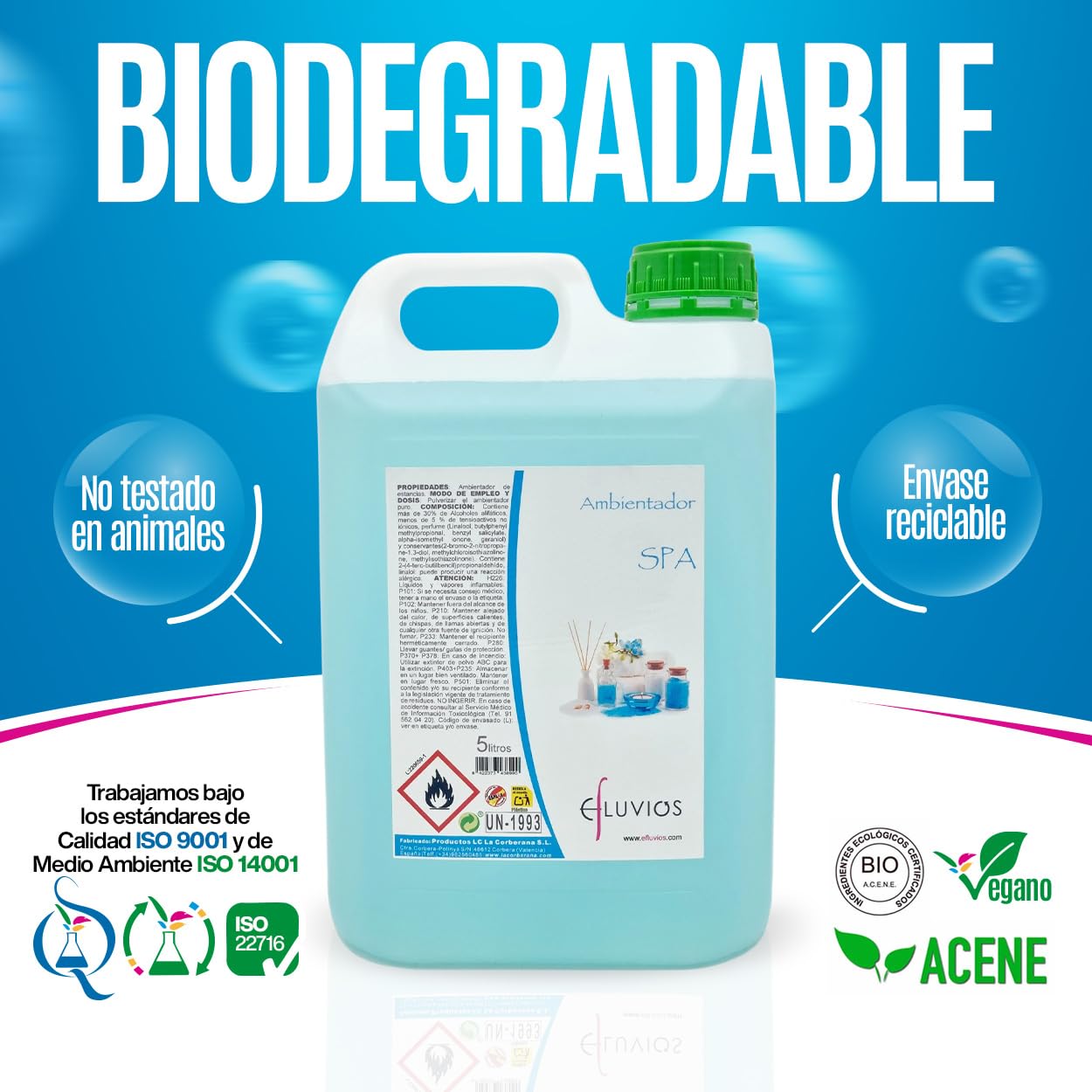 Ambientador | Aroma Spa Eliminador de Olores 5L | Pack de 3 | Concentrado Alto Rendimiento · Recarga para Dispensadores · Ideal Hoteles, Hostelería, Oficinas y Uso Profesional