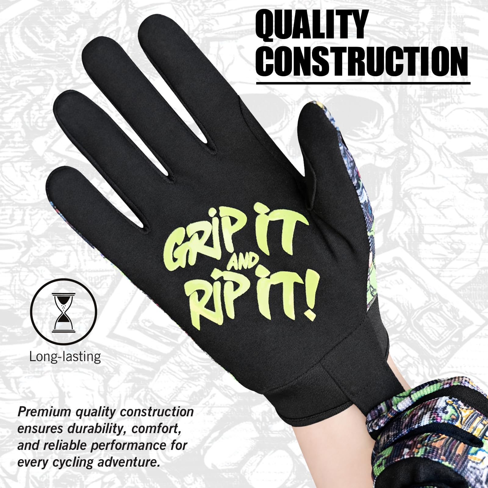 WFX Motorbike Gloves for Men & Women, Cycling Gloves Breathable Touchscreen Dirt Bike Racing Gloves for ATV, MTB, BMX & Motocross Riding Racing, Bicycle — view 3