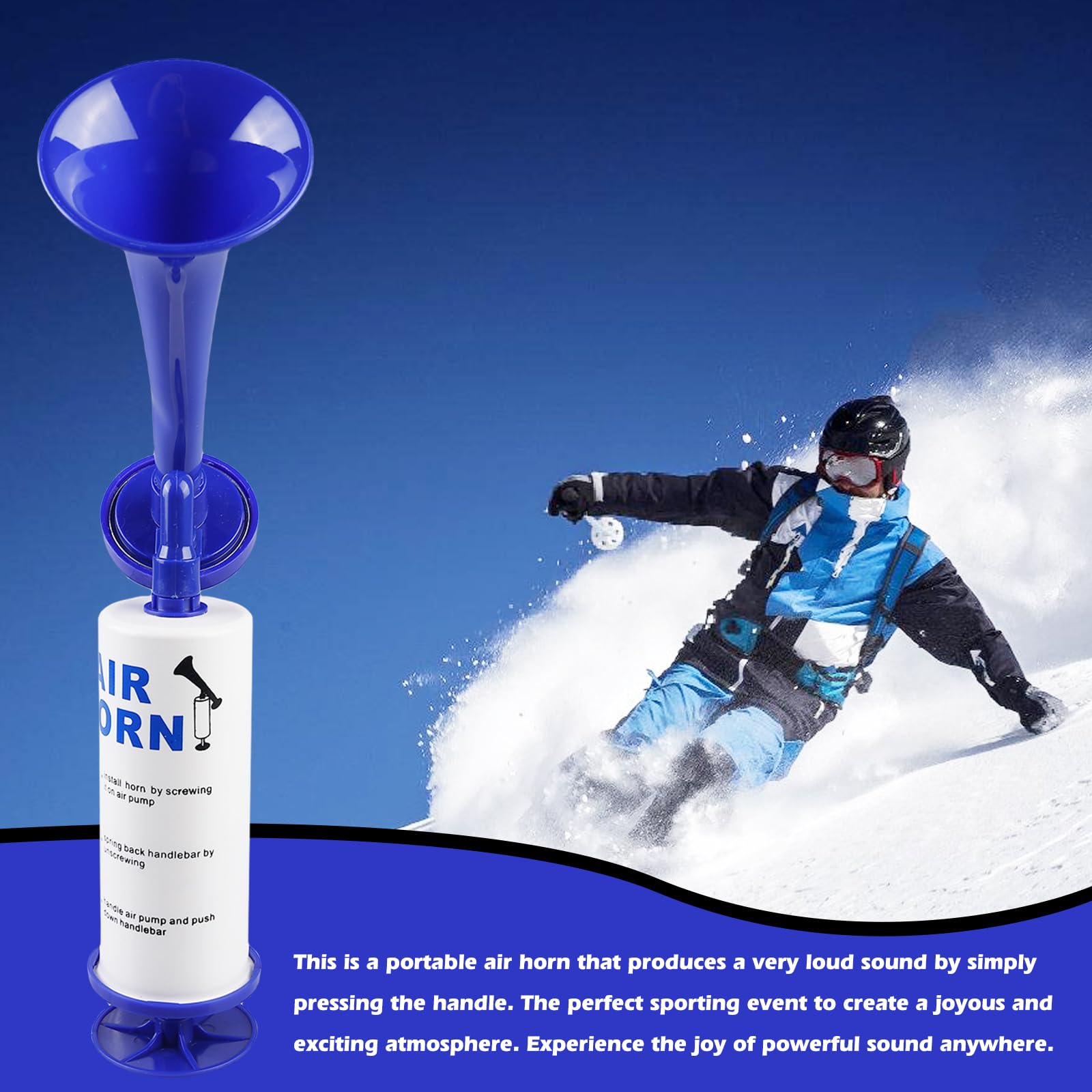 Tromba d'aria Portatile, 2 Pcs Tromba Ad Aria Compressa, Handheld Air Horn, Tromba da Stadio Riutilizzabile, Trombe con Pompa, Corno da Stadio Air Horn, Tromba per Celebrazionini Feste Camp Nautica