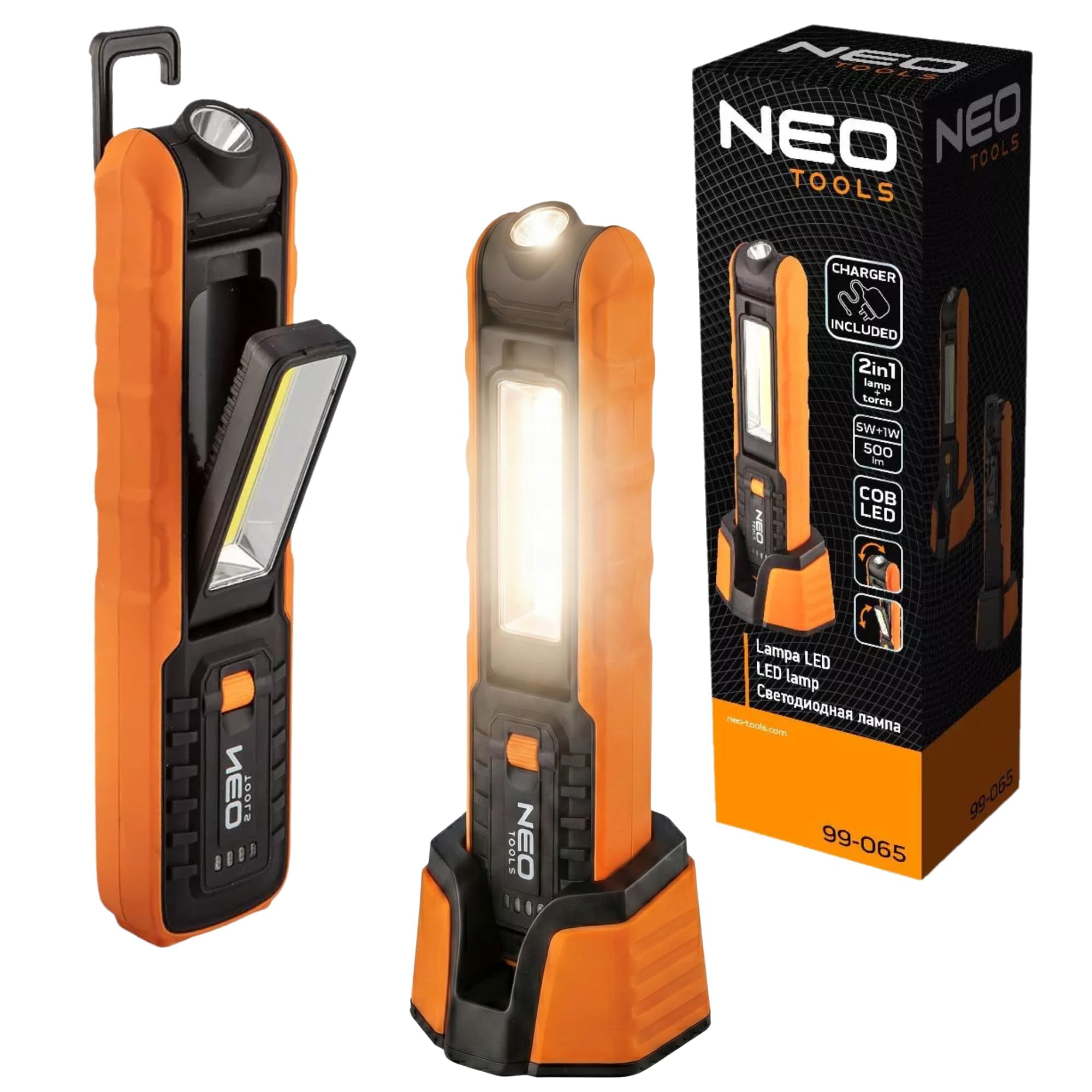 Lampe d'atelier rechargeable COB LED 500 LM pour éclairer les zones d'accès difficiles