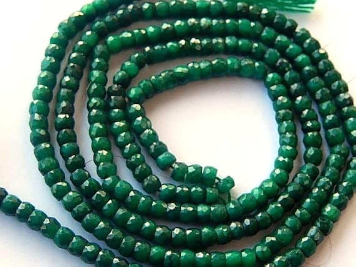Fil émeraude naturelle 3mm rondelle facettée pour création de bijoux fins de précision