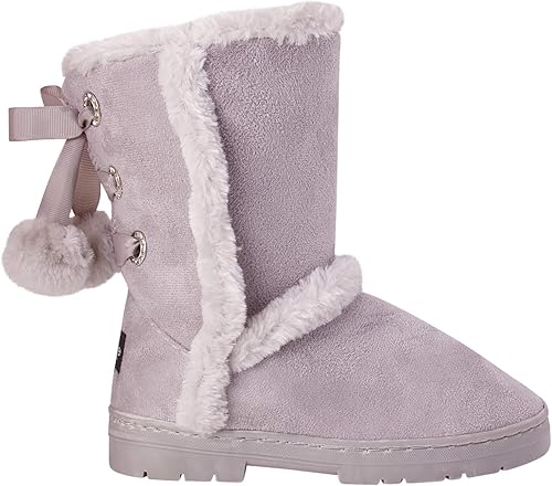 Miniatura 3 de bebe Girls Fur Trim Winter Boots with Back Lace Pom-Poms (ToddlerLittle GirlBig Girl)