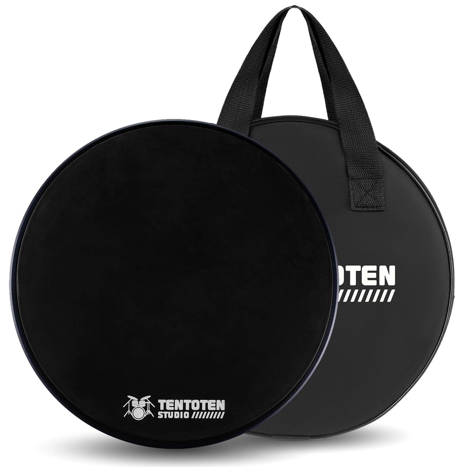 Drum Pad 12 Inch, Silent Drum Practice Pad 2-Sided Silicone Pad & EVA Mat, Portable Piactice Drum Pad with Carry Bag (Black)