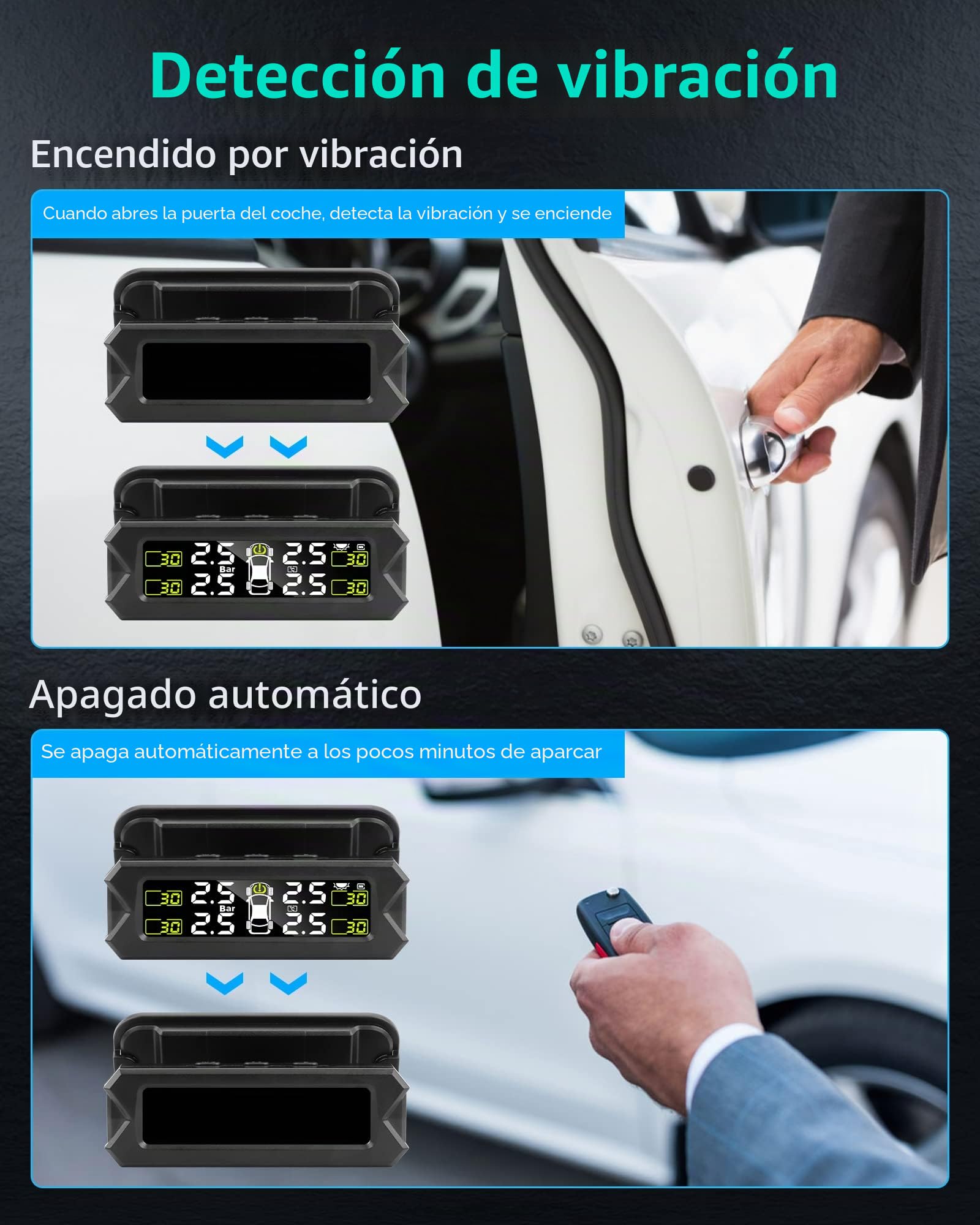 【Versión mejorada】TPMS Sistema de Control de Presión de los Neumáticos TPMS de 14-87 Psi Inalámbrico ángulo Ajustable con 4 Sensores Sistema de Control de Presión de los Neumáticos Automático
