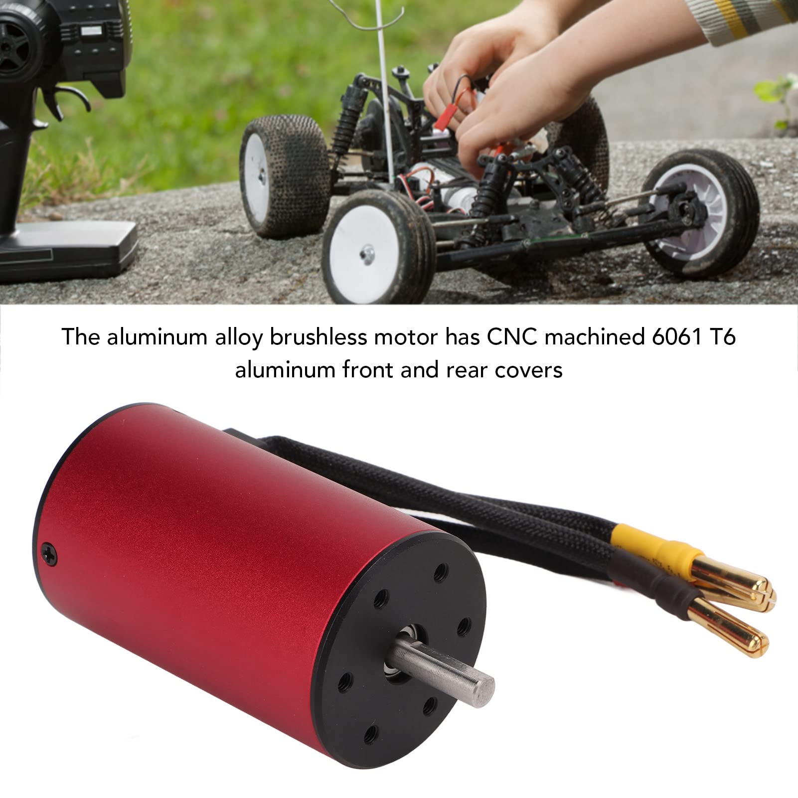 RiToEasysports Moteur sans Balais RC, Moteur sans Balais étanche en Alliage D'aluminium 2600KV pour Voiture Télécommandée 1/8 pour 1/10
