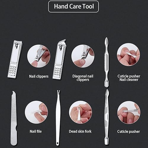 Miniatura 4 de Juego de manicura cortaúñas y pedicura, kit de manicura de acero inoxidable, kit de manicura profesional, herramientas de cuidado de uñas con