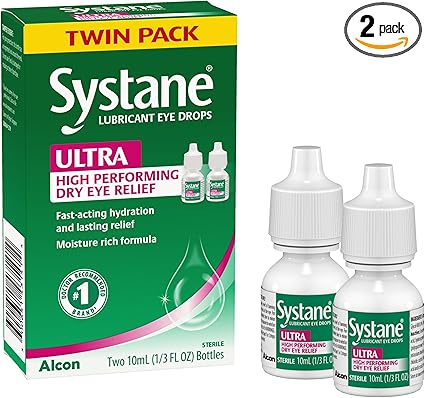 Systane Ultra Lubricant Eye Drops, Artificial Tears for Dry Eye, Twin Pack, 10-mL Each