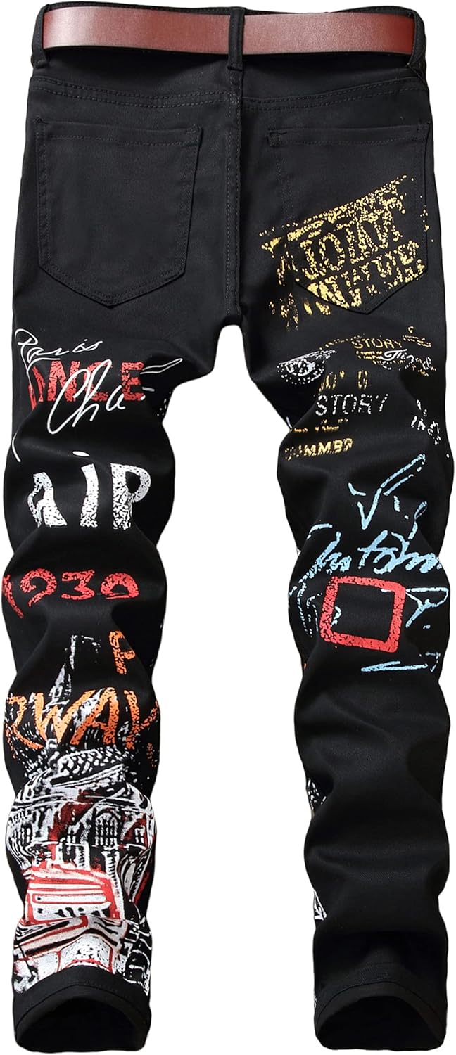 Men's Casual Stylish Straight Slim Fit Jeans Young Hiphop Skinny Denim Pants - Image 2