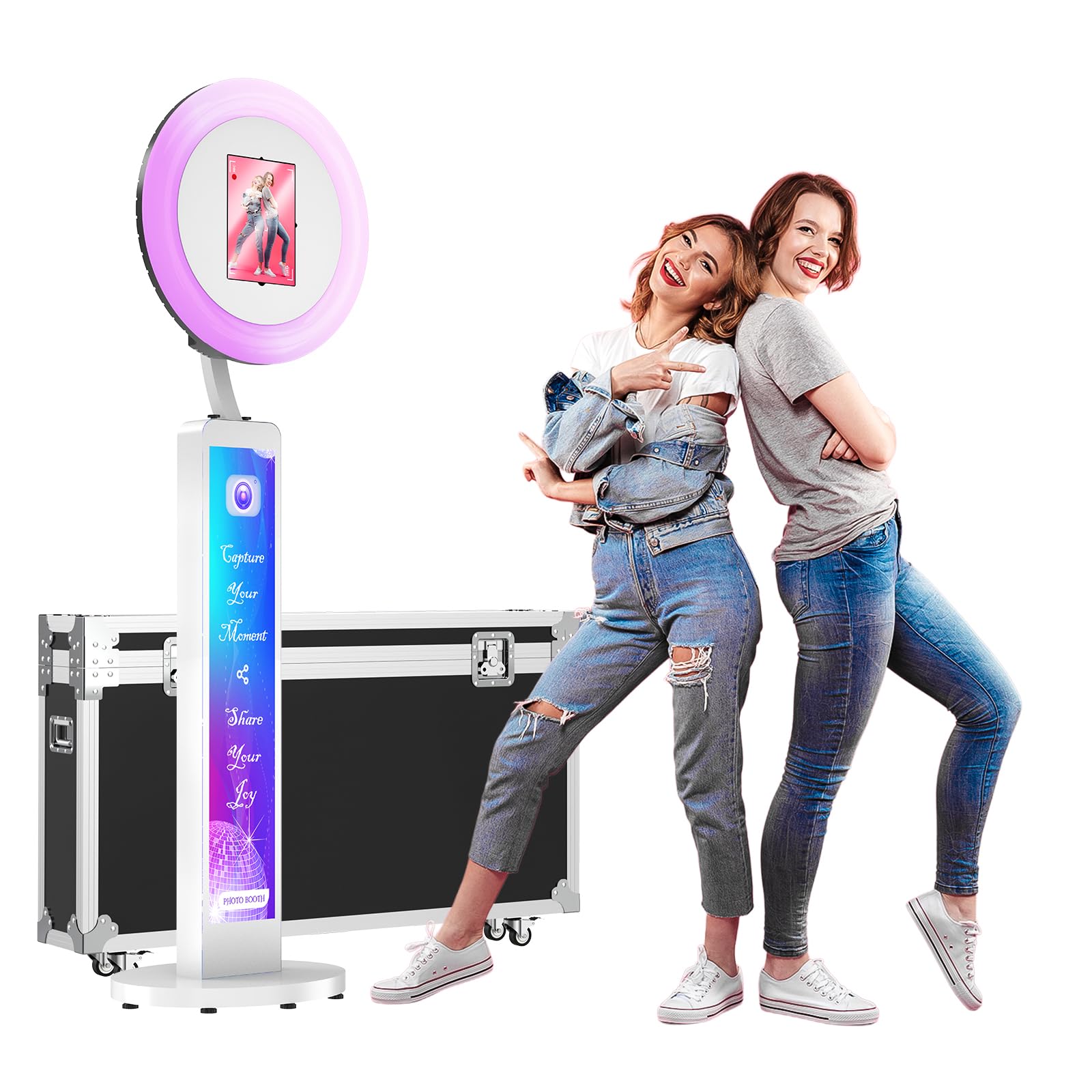 MWE Photo Booth con Flightcase, Personalizzazione del Logo, Software di Supporto e Controllo Remoto, Adatto per Feste, Matrimoni, Industria del Noleggio, Youtube, Video, Tiktok Live