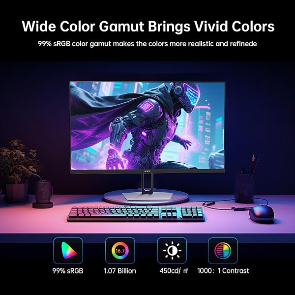 KTC Gaming Monitor 27 Inch | 2K@200Hz (Overlocking 210Hz) | Built-in Speakers | Fast IPS Panel | 1ms Response Time (MPRT) | HDR400 | Adaptive Sync | 131% sRGB, 101% DCI-P3, ΔE<2 - 4
