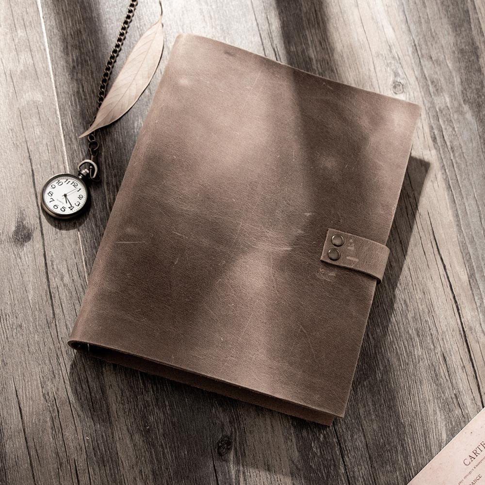 BmxauZ Taccuino in pelle formato A5 - Agenda personale in elegante grigio, nero e marrone per le tue avventure di viaggio e schizzi creativiAA5 16x23 cm