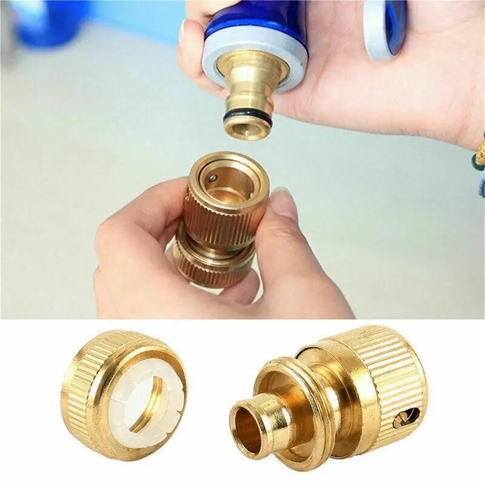 Set di raccordi per tubi in ottone Adattatore for tubo flessibile rivestito in ottone 1/3/6 pezzi, sistemi di accoppiamento da giardino con connettore girevole a connessione rapida 1/2"(6pcs)