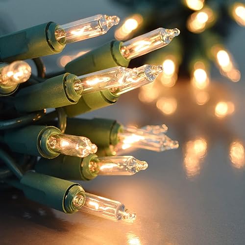Miniatura 4 de FUNPENY Luces de Navidad, 150 luces incandescentes, minicadena de luces transparentes de 110 V, con certificación UL, alambre verde para interiores