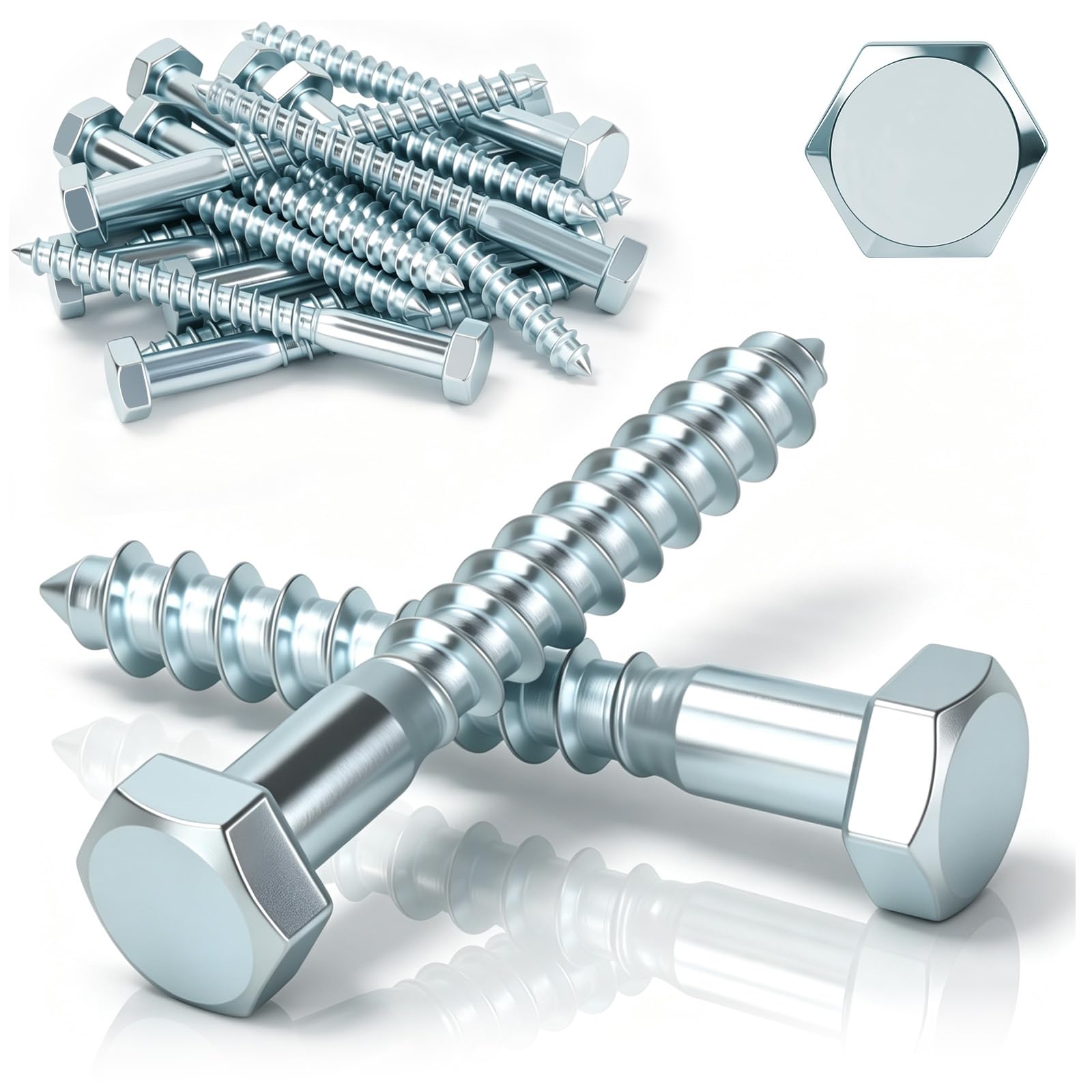 Ruytx 6pcs Coach Screws M8×200mm Heavy Duty Hex Head Wood Lag Bolts