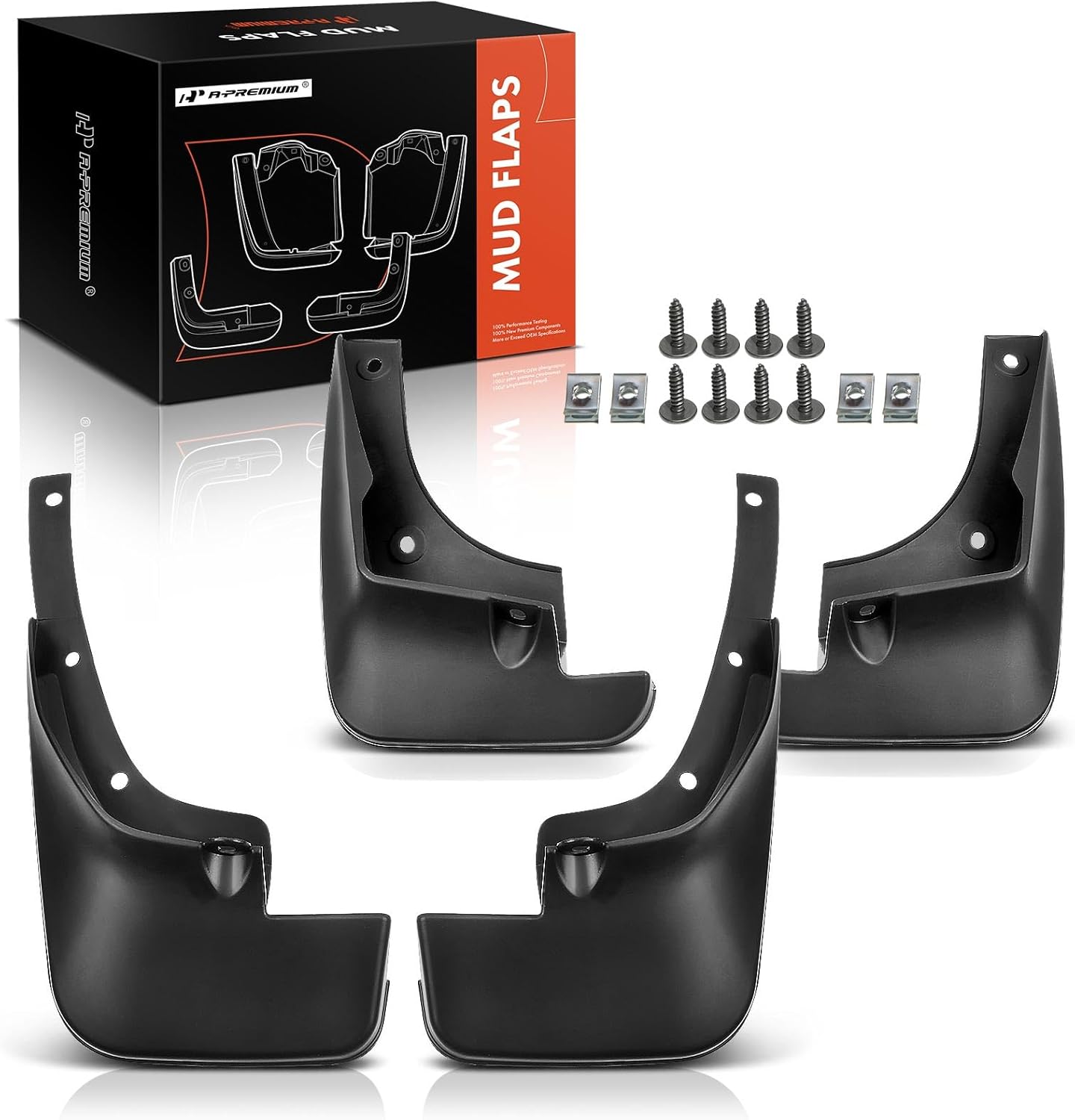 A-Premium Set of 4PCS Mud Flaps Splash Guards Mudguards Mudflaps with Hardware Kits Accessories Compatible with Toyota Camry, 1997-2001, Sedan Only, Black Color, Front LH RH and Rear LH RH