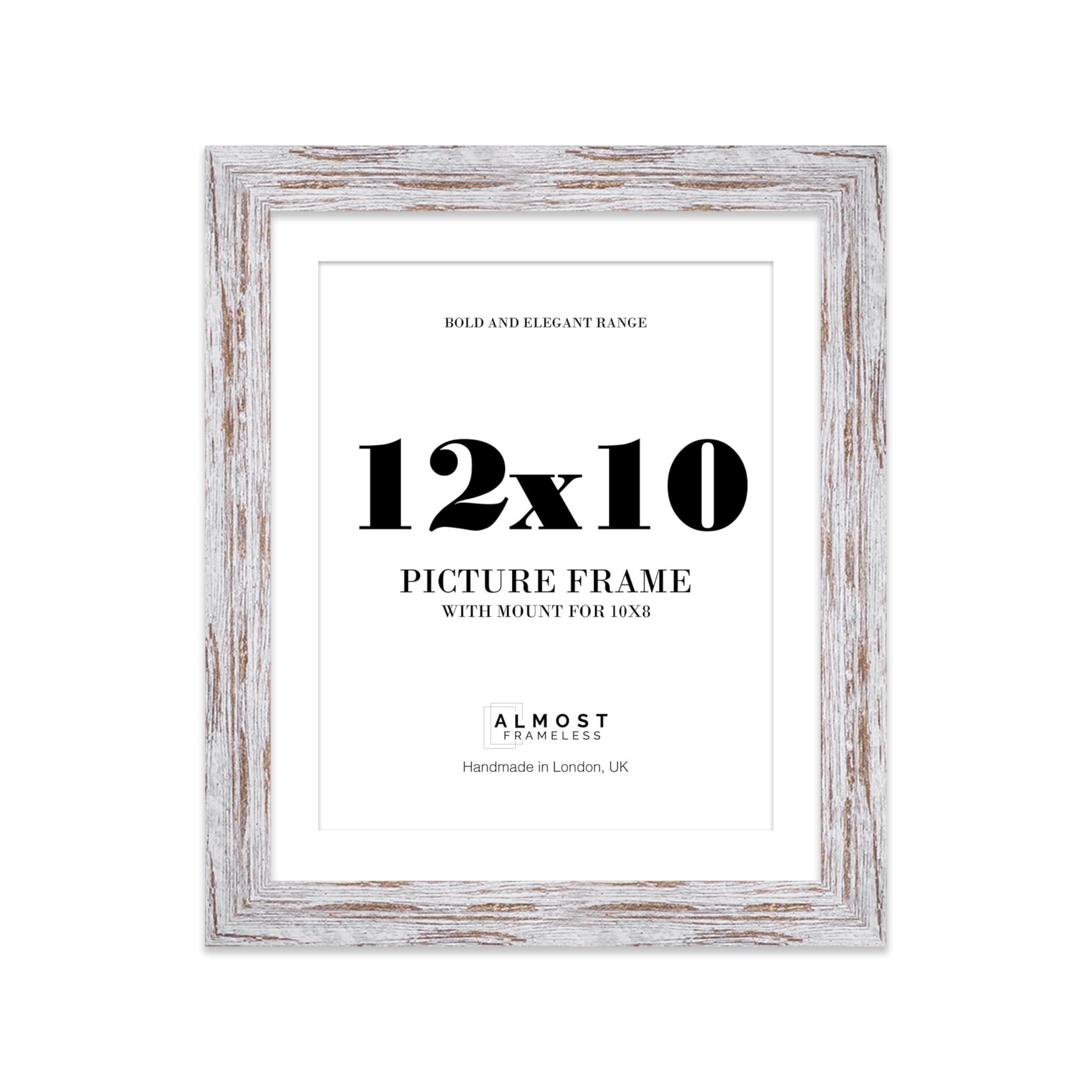 12x10 Distressed Wood Frame With Mount for 10x8 Pictures 28mm Edge Portrait and Landscape Display with Wall Hooks and Kickstand, 1 Pack
