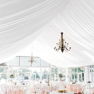 8 Panels White Ceiling Drapes for Wedding Ceiling Drapes 5ftx10ft Wedding Arch Draping Fabric Premium Polyester Ceiling Drapery Draping Wedding Ceiling Decorations for Party Ceremony Stage Swag