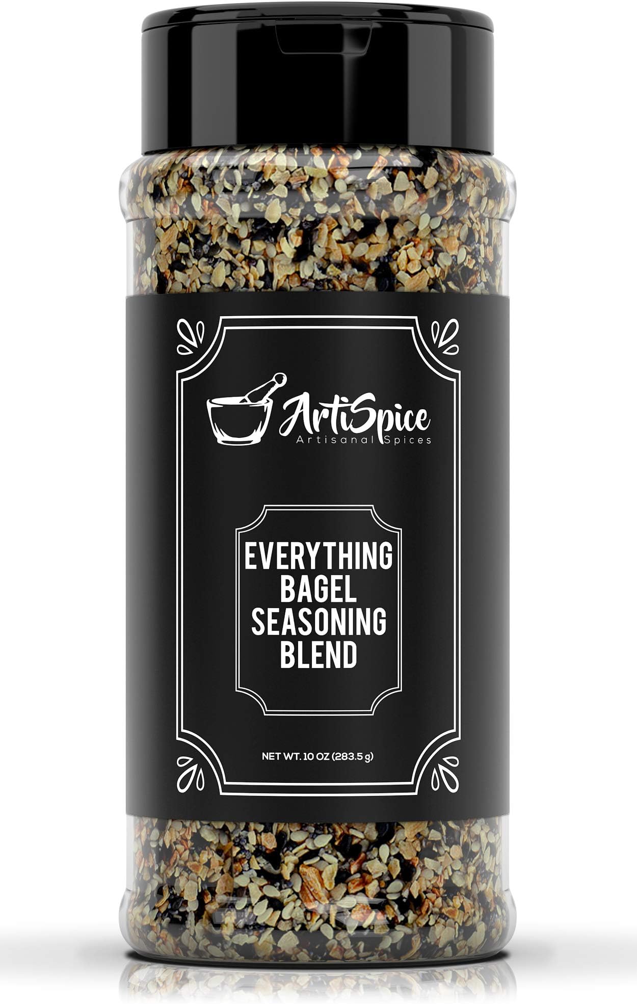 Everything Bagel Seasoning Blend, 10oz – White And Black Sesame Seasoning, Garlic Powder Blend and Sea Salt For Bagels – Natural All Purpose Seasoning Spice Shaker by ArtiSpice (1)