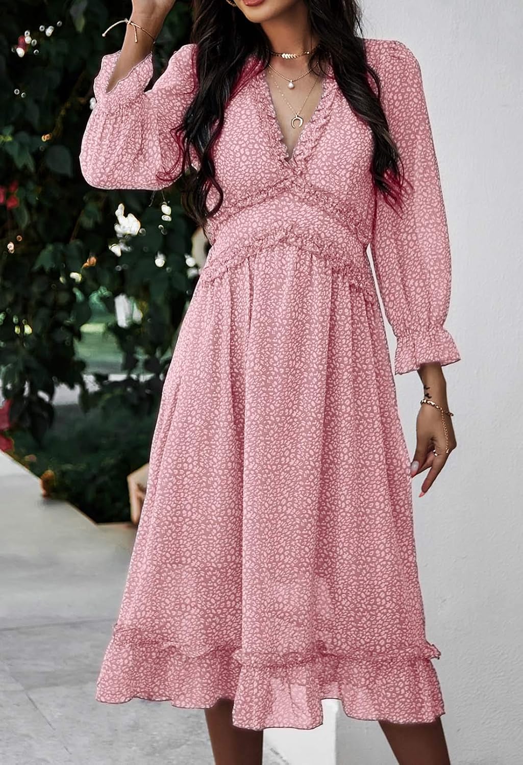 Pink boho midi dress Clearance