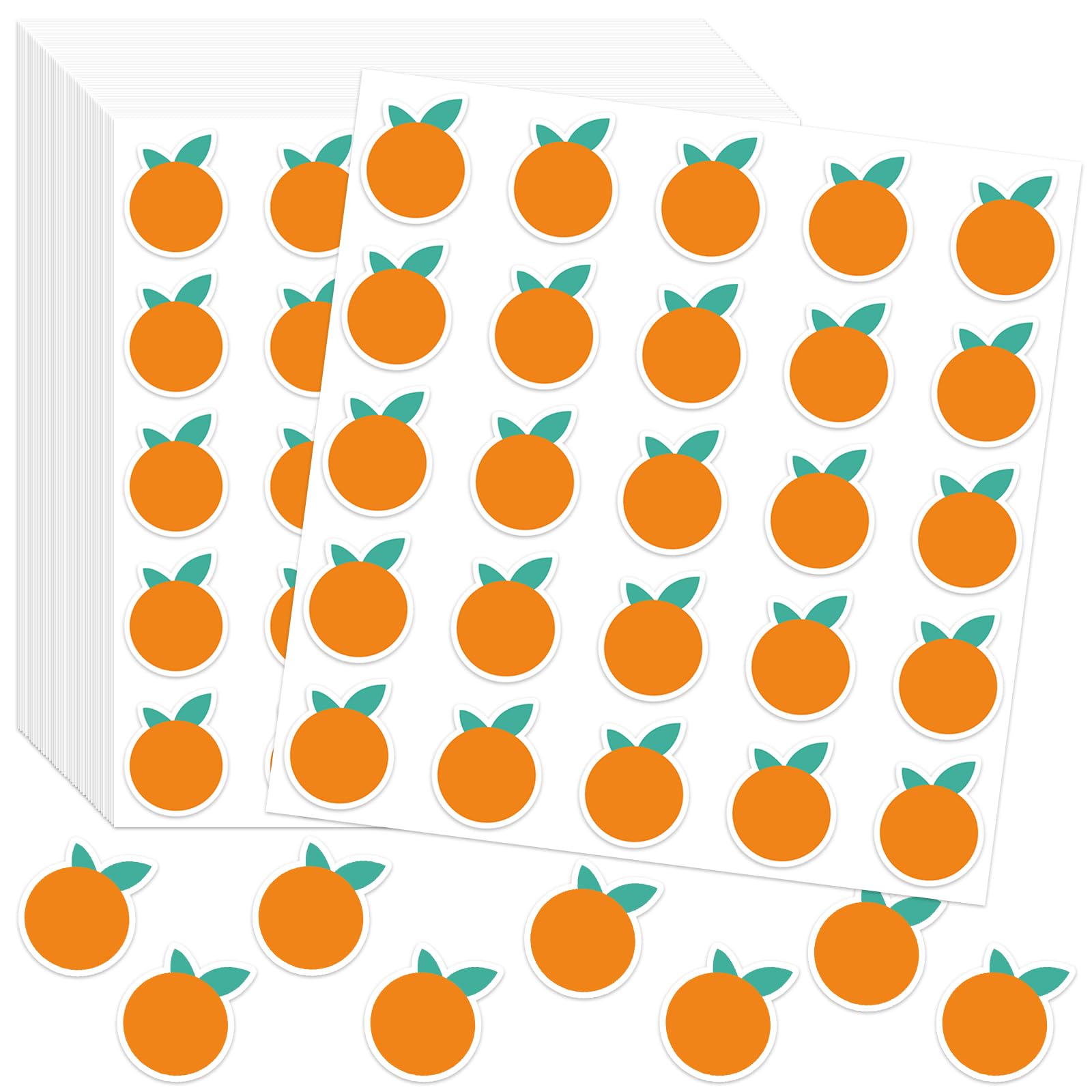 Autocollants orange Little Cutie Whaline en papier pour emballages de cadeaux d'été et cartes