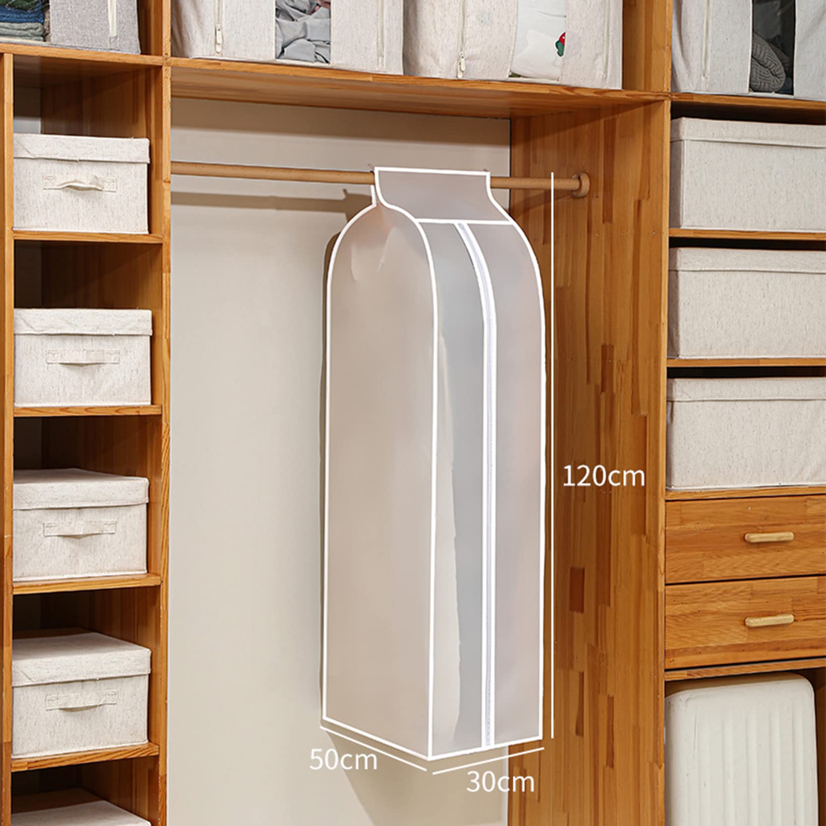 Fundas para Ropa con Cremallera,Bolsas para Ropa A Prueba De Polvo Espesar PEVA Ecológico,Lavables Impermeables Transparentes Fundas para Vestidos Bolsas para Armario,A-60x50x150cm (A 30x50x120c