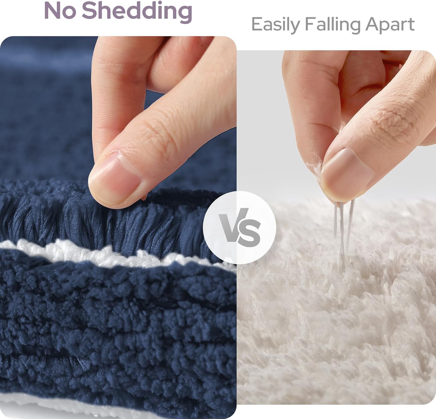 HOMEIDEAS Bathroom Rugs Sets 2 Piece, Super Soft and Absorbent Microfiber Tufted Bath Mats, Non-Slip and Machine Washable Bath Rugs(Navy Blue)
