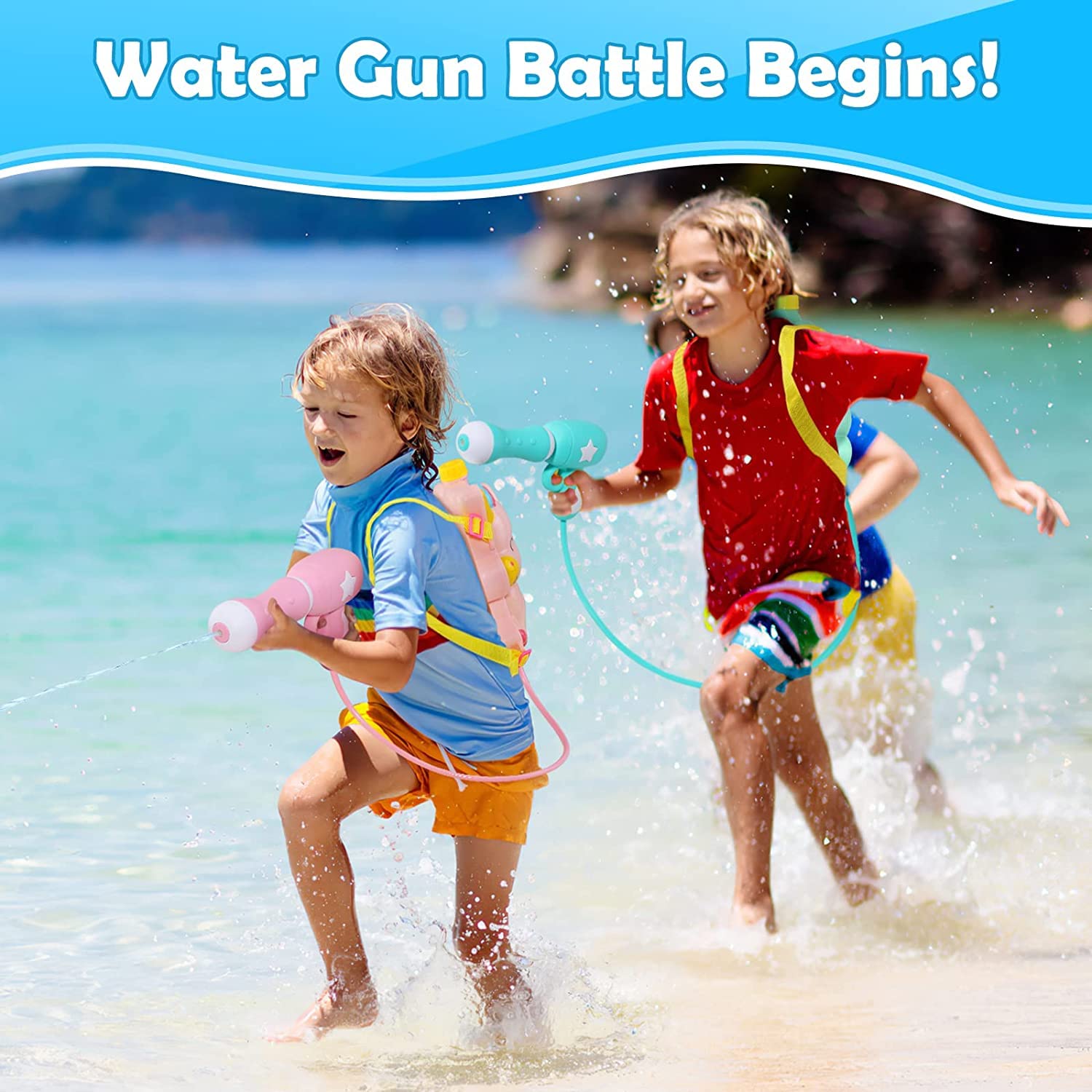 Zaino pistola ad acqua, pistola ad acqua per bambini, con serbatoio da 2000 ml, giocattolo ideale per estate, spiaggia e piscina