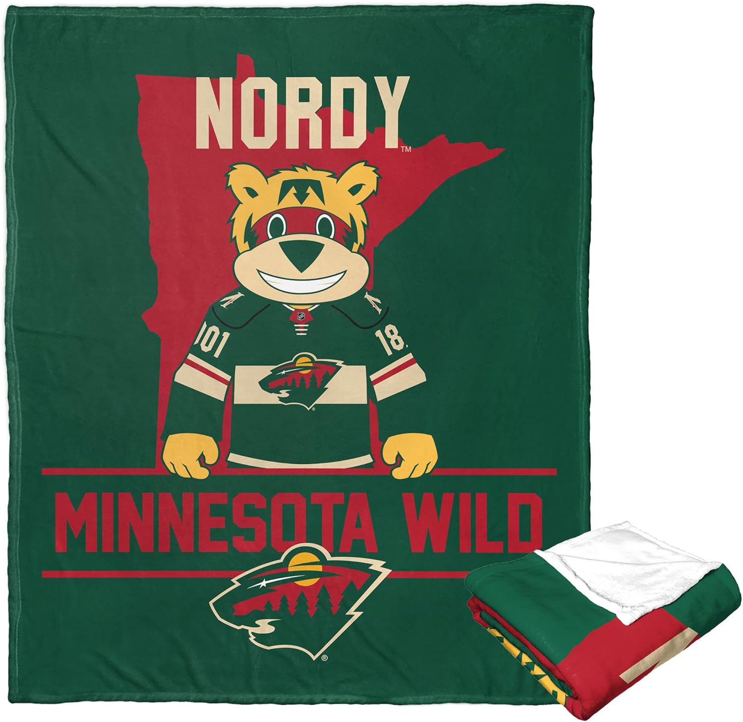 Northwest NHL Minnesota Wild Silk Touch Throw Blanket, 50" x 60", Mascot of Love