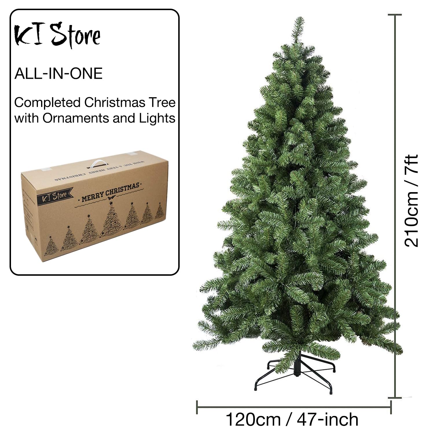 Árbol de Navidad 210cm Artificial Artificial con 400 Leds luci con Adornos Bosque Madera Adornos navideños Que Incluyen Bolas de árbol de Navidad Artificiales Completas