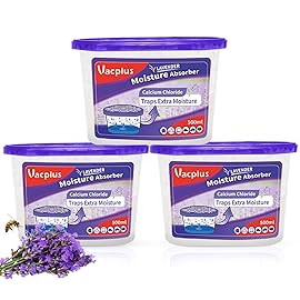 Vacplus Moisture Absorbers - Dehumidifiers for Closet, Efficient Humidity Absorber Boxes Collect Excess Moisture for Bathroom, Kitchen, Study, Lavender Fragrance, 3 Pack