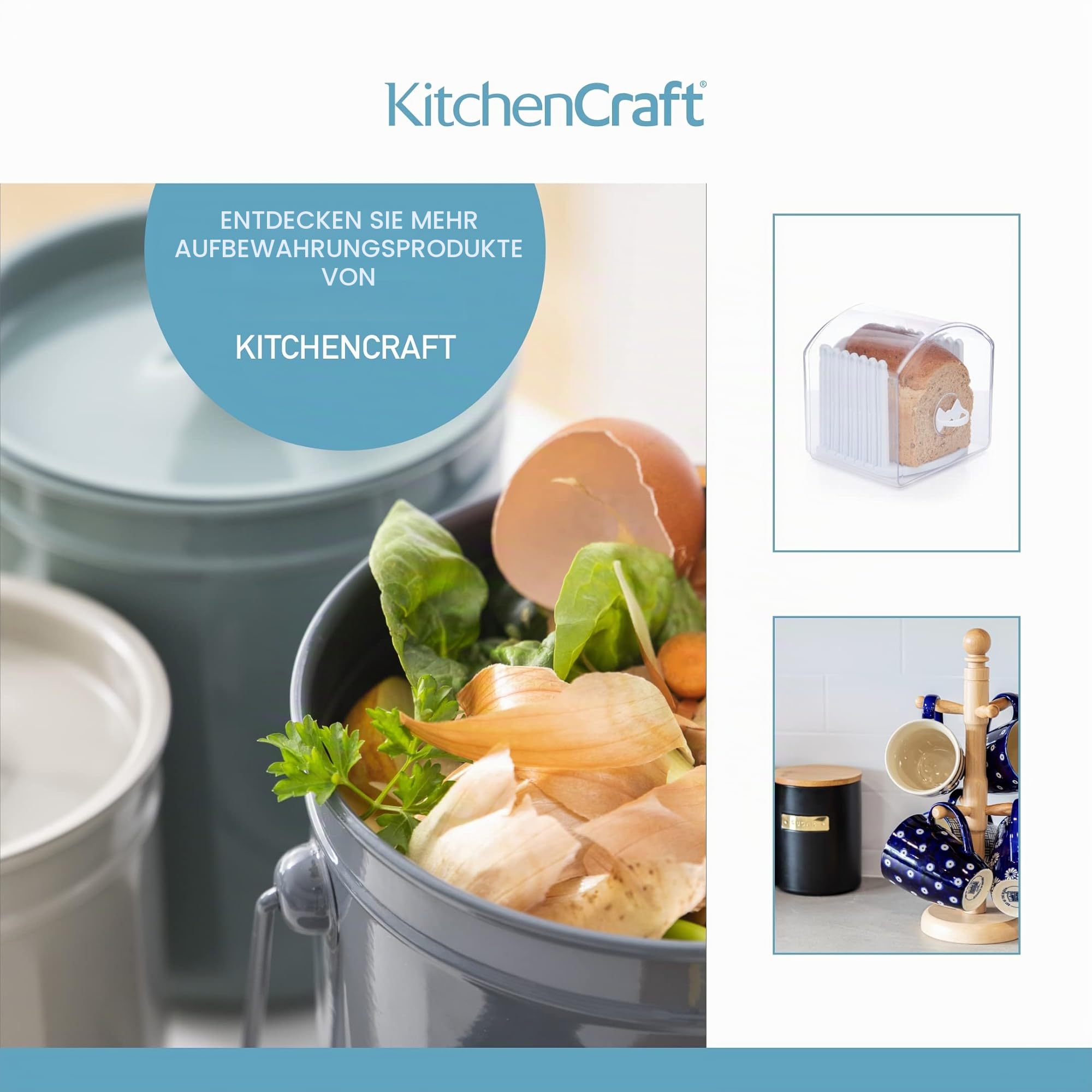 KitchenCraft Brotkasten, Erweiterbar, Durchsichtiger Kunststoff, mit Luftventilen, Ausziehbar bis zu 37 cm