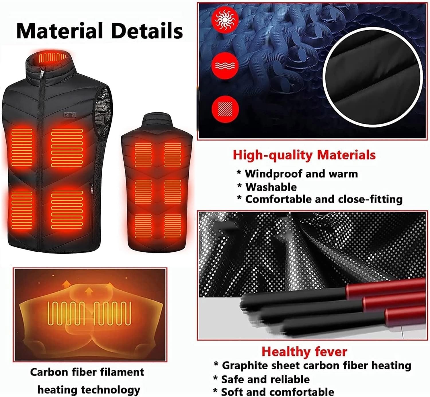 Chaleco Calefactable for hombres y mujeres, chaqueta eléctrica lavable por USB, abrigo de invierno lmpermeable con 11 zonas de calentamiento for camping, caza, pesca y esquí