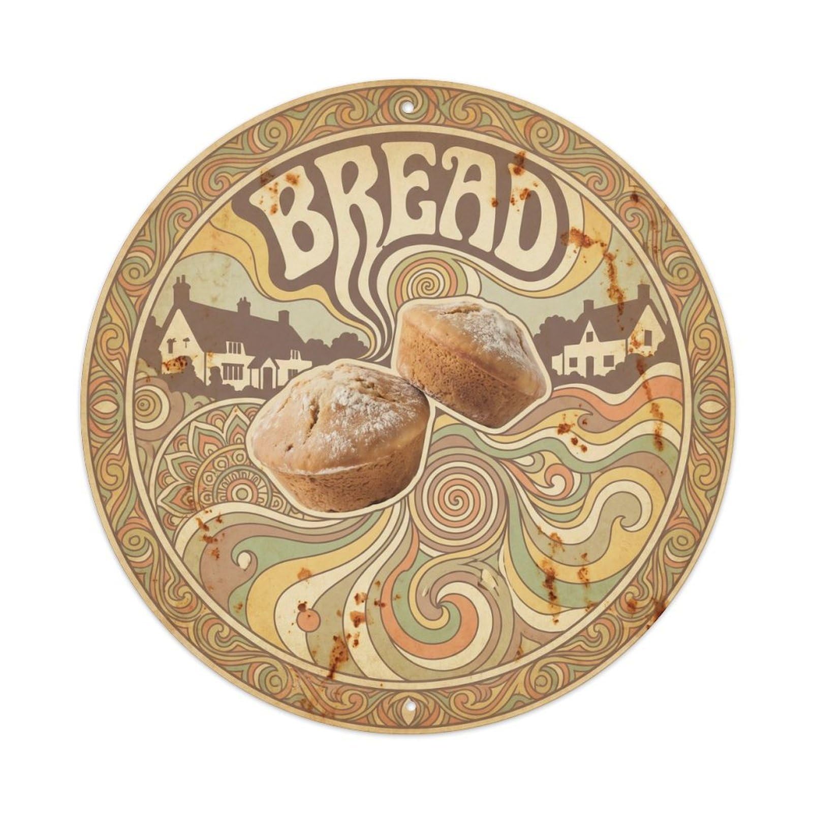Rustic Bakery Bread British Sourdough Retro Psychedelic Metal Tin Sign