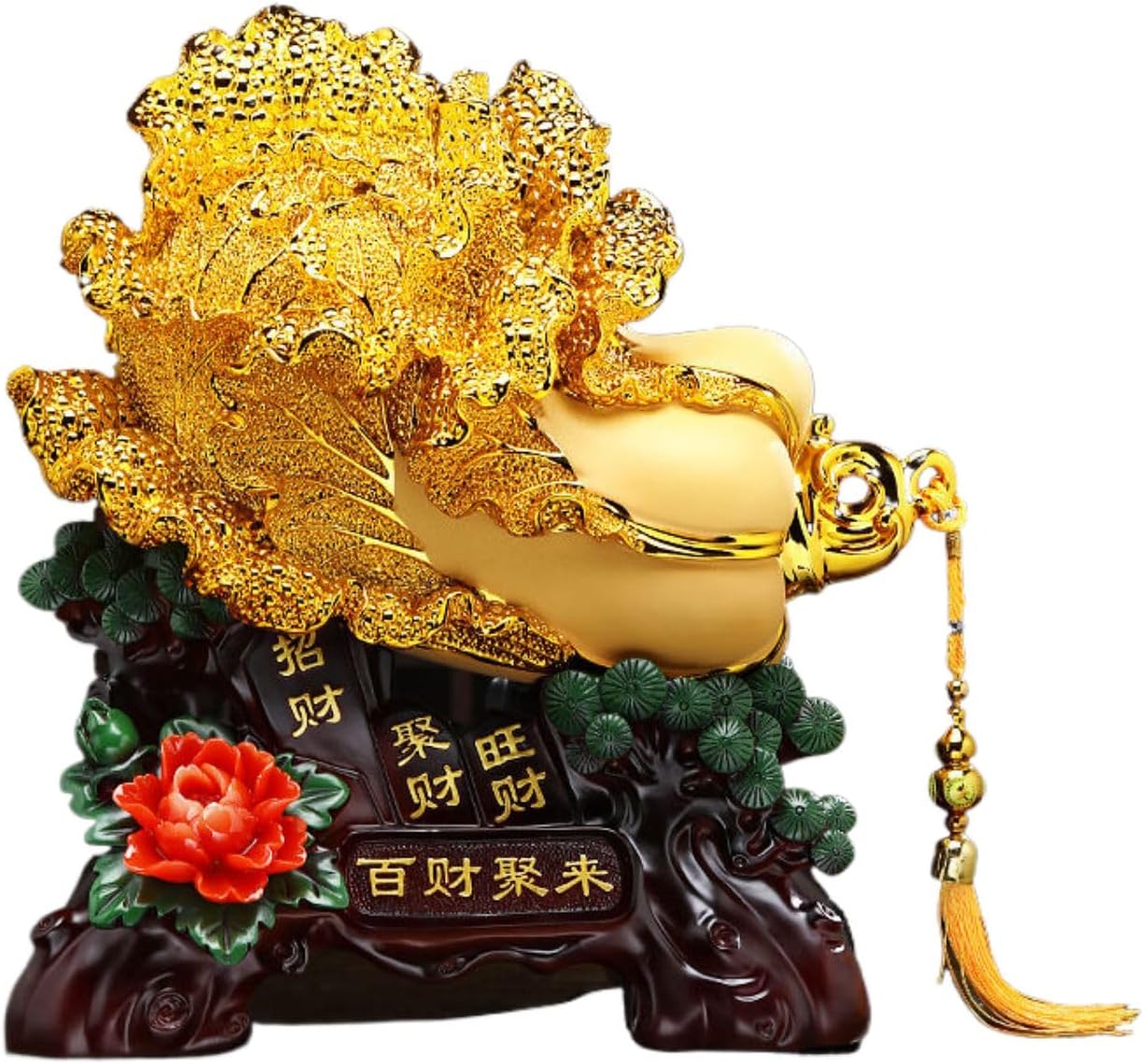 百财聚来招财白菜摆件 Feng Shui Home Office Decor Chinese Gifts 客厅入户玄关电视柜酒柜装饰品乔迁开业礼物 7641