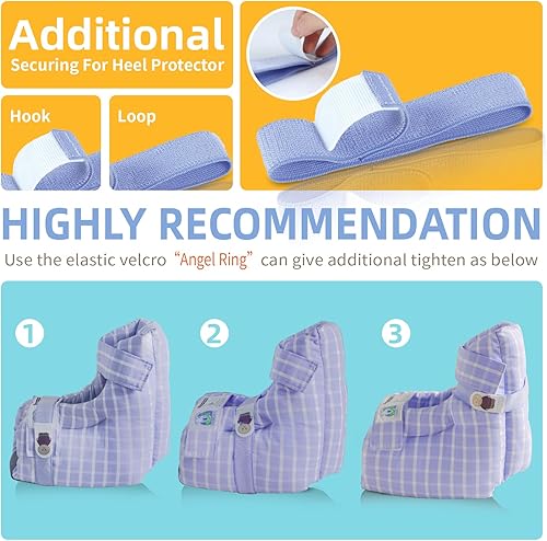 Miniatura 7 de Protector de talón para alivio de llagas por presión, almohada de pie para llagas de cama para dolor y lesiones en el talón, adecuado para ancianos,